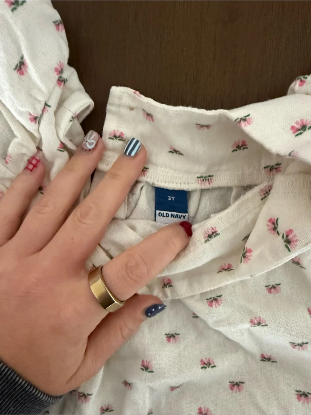 Old Navy Cream Jumpsuit with Pink Floral Accents